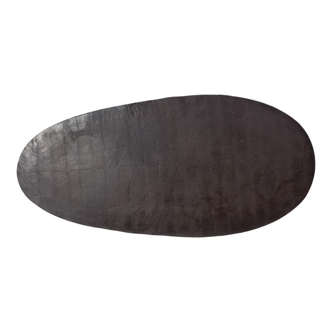 Moderne metalen glazen ovale koffietafel bruin met roestvrijstalen benen 3