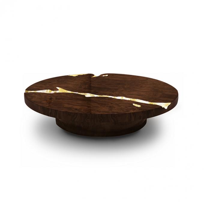 Zwarte moderne koffietafel Ronde marmeren bovenkant Nordic Voor woonkamer decor 0