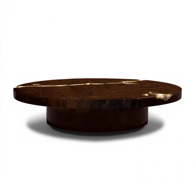 Zwarte moderne koffietafel Ronde marmeren bovenkant Nordic Voor woonkamer decor 1