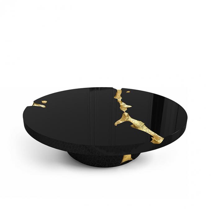 Zwarte moderne koffietafel Ronde marmeren bovenkant Nordic Voor woonkamer decor 6