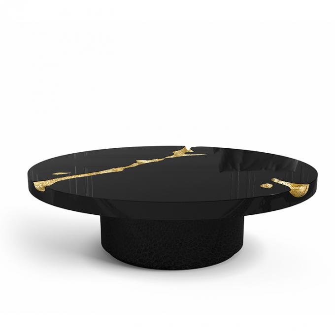 Zwarte moderne koffietafel Ronde marmeren bovenkant Nordic Voor woonkamer decor 7