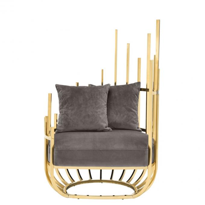 Eichholtz Santorini Velvet Single Sofa Stoel zit met roestvrijstalen frame en benen 0