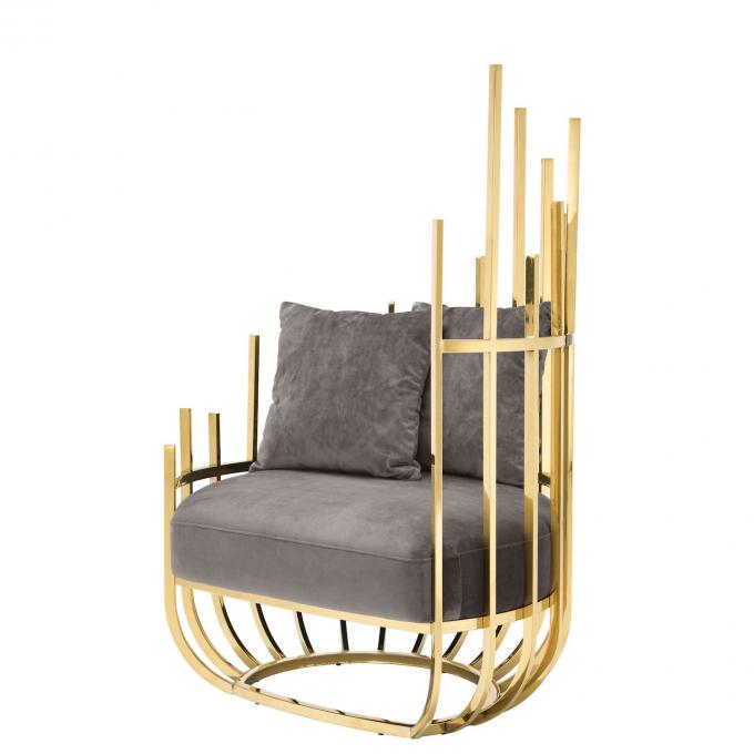 Eichholtz Santorini Velvet Single Sofa Stoel zit met roestvrijstalen frame en benen 1
