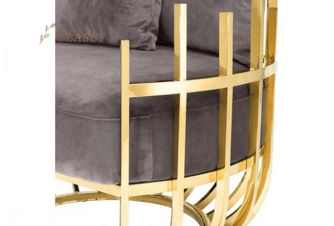 Eichholtz Santorini Velvet Single Sofa Stoel zit met roestvrijstalen frame en benen 5