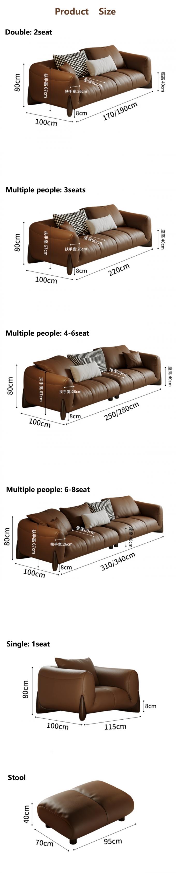 Italiaans Echt Lederafdelingstoel Sofa Set Modulaire woonkamermeubilair 5