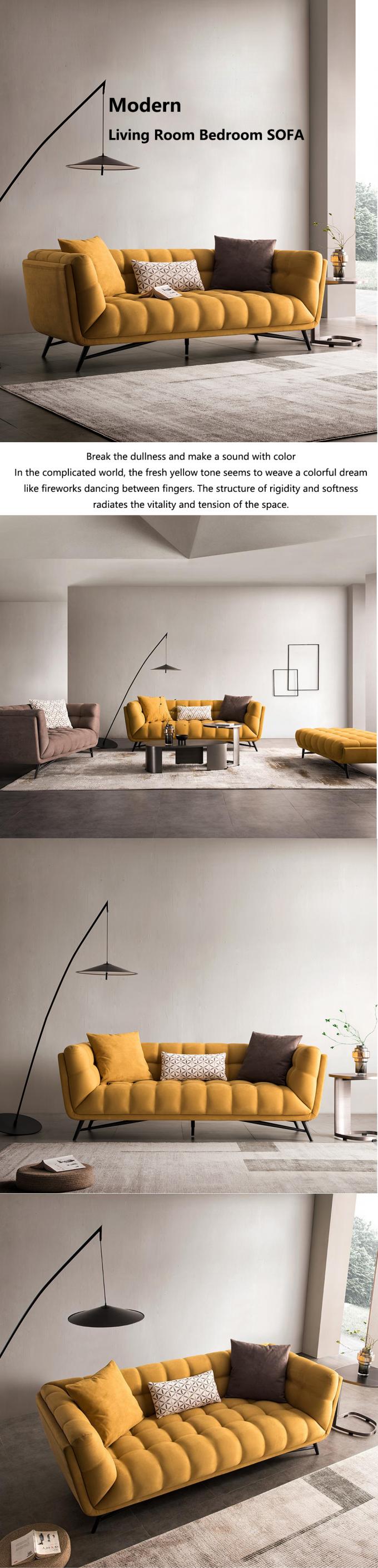 Tufted sectioneel loveseat slaapbank bed trek uit geel fluweel 1