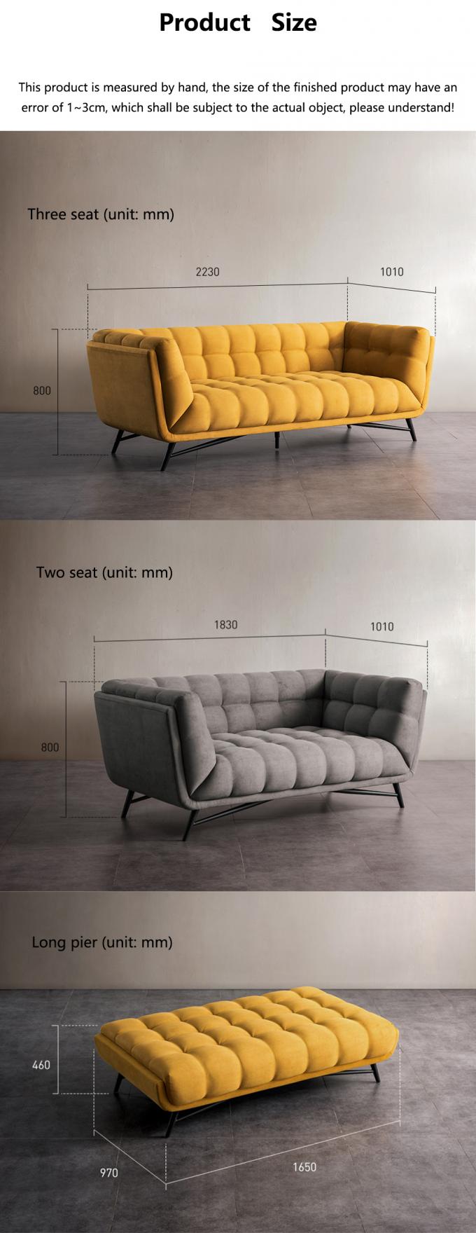 Tufted sectioneel loveseat slaapbank bed trek uit geel fluweel 4