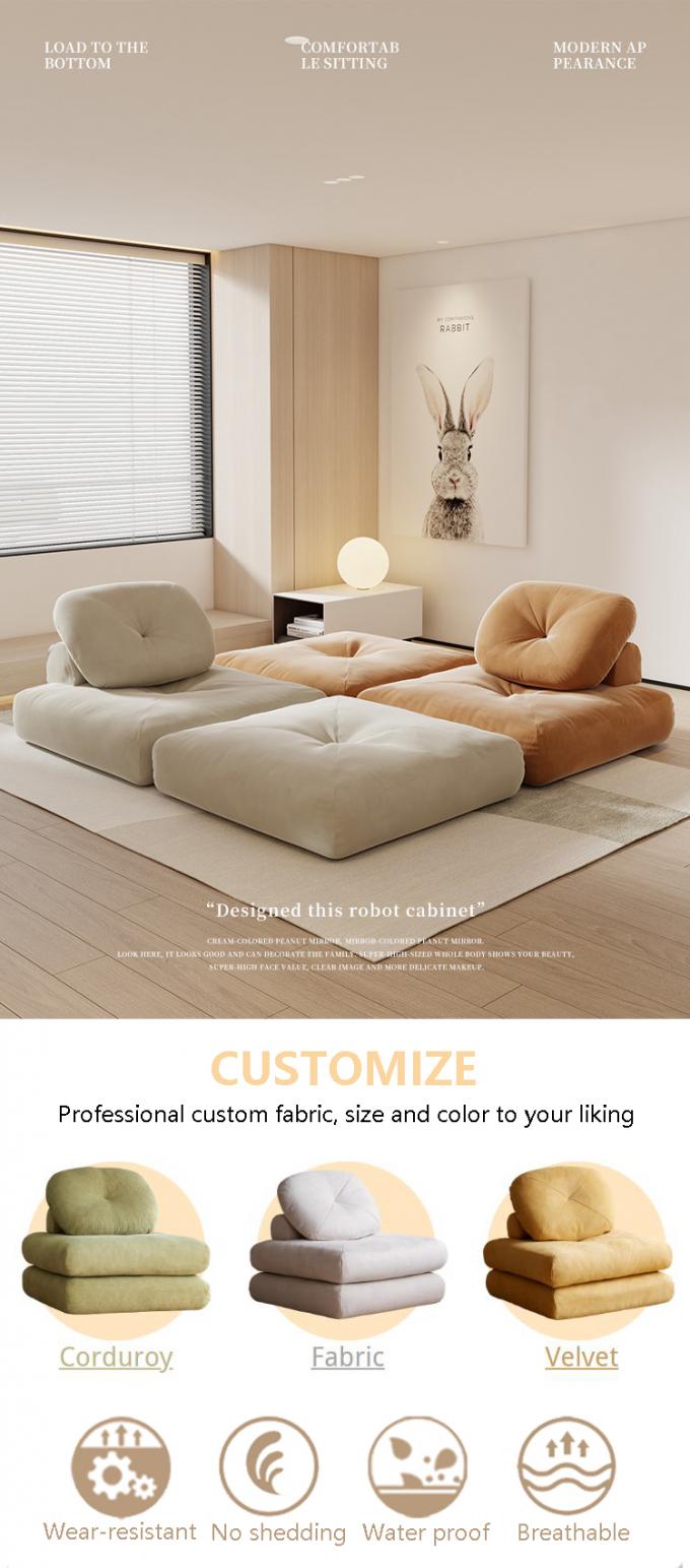 Leunende converteerbare sectioneel sofa bed sofa tatami met fluweelstof 0