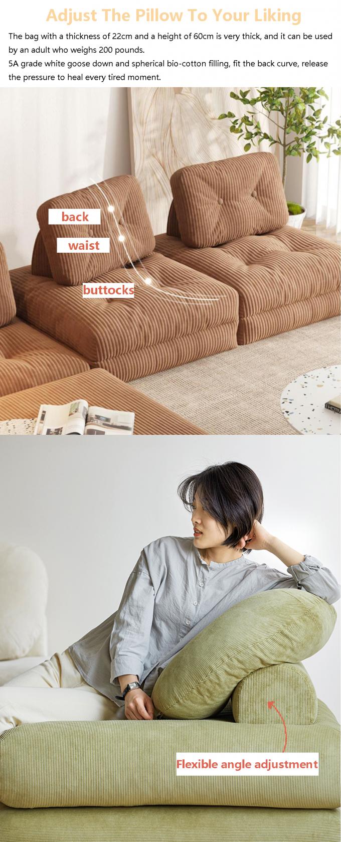 Leunende converteerbare sectioneel sofa bed sofa tatami met fluweelstof 3