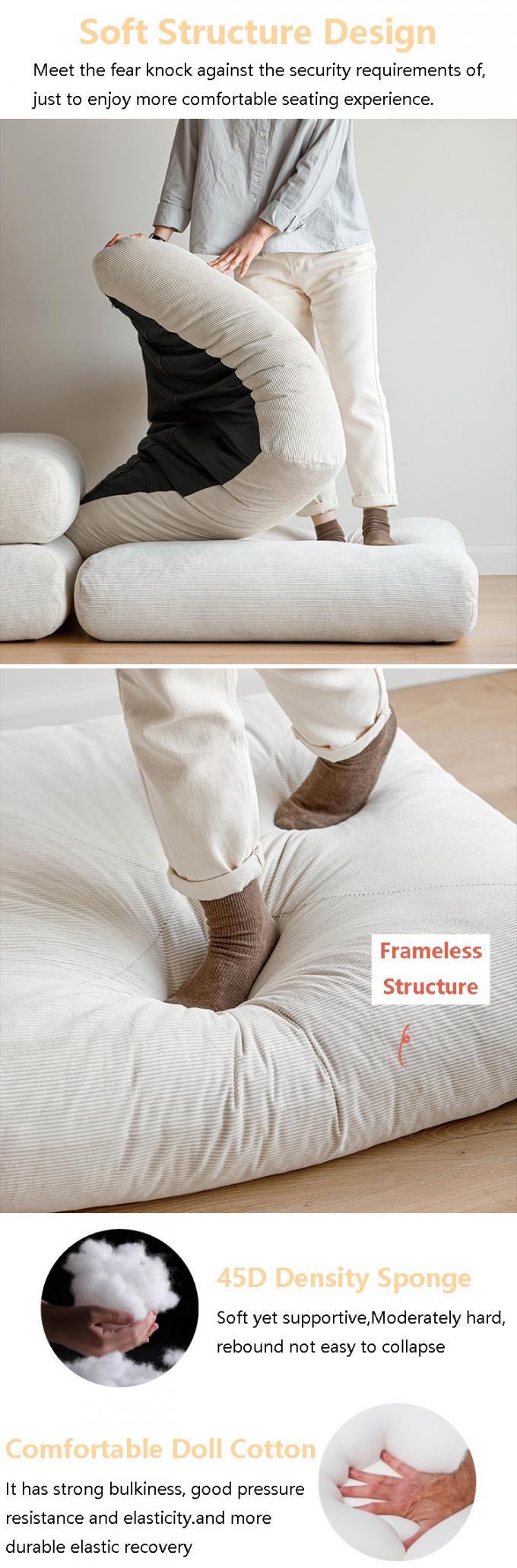 Leunende converteerbare sectioneel sofa bed sofa tatami met fluweelstof 2