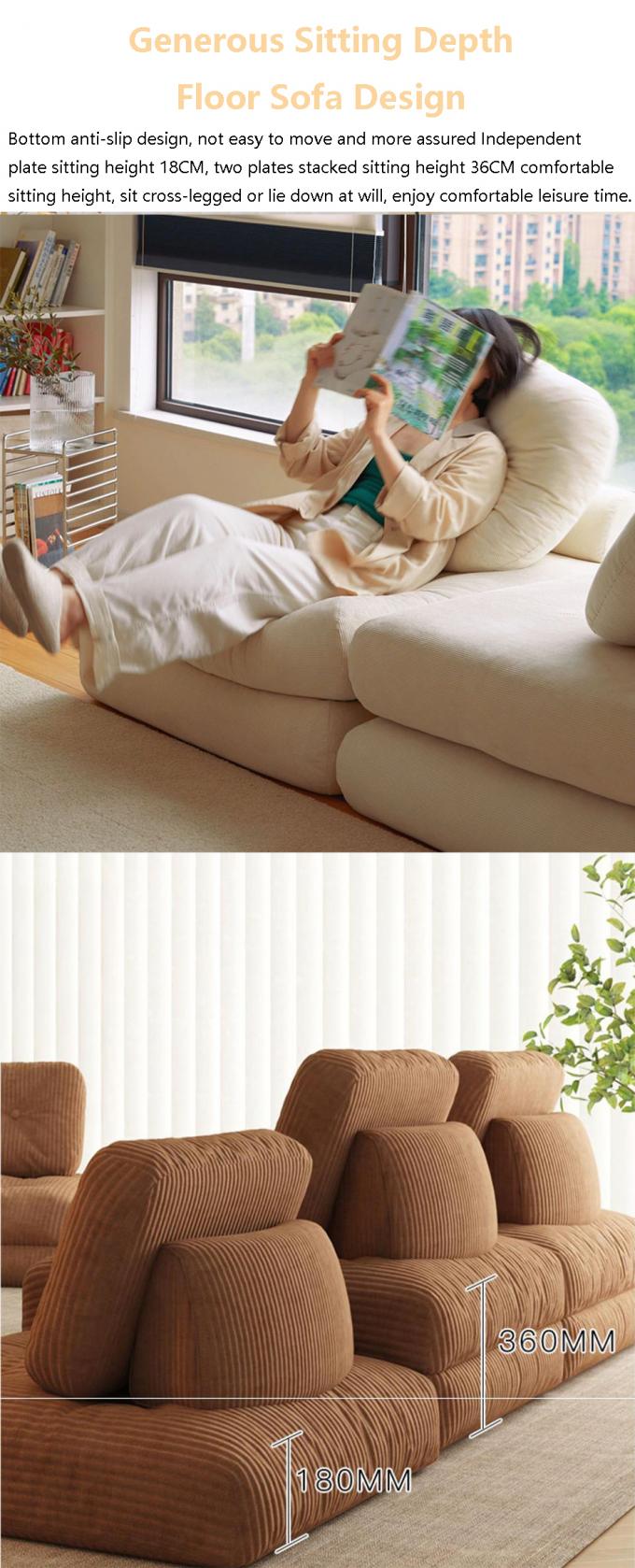 Leunende converteerbare sectioneel sofa bed sofa tatami met fluweelstof 4