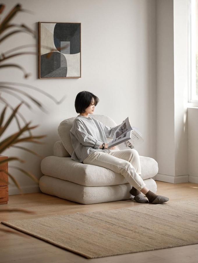 Leunende converteerbare sectioneel sofa bed sofa tatami met fluweelstof 8