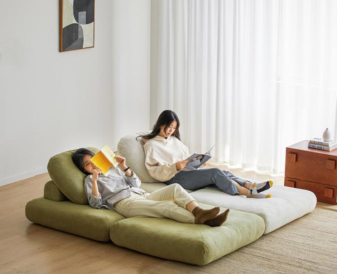Leunende converteerbare sectioneel sofa bed sofa tatami met fluweelstof 9