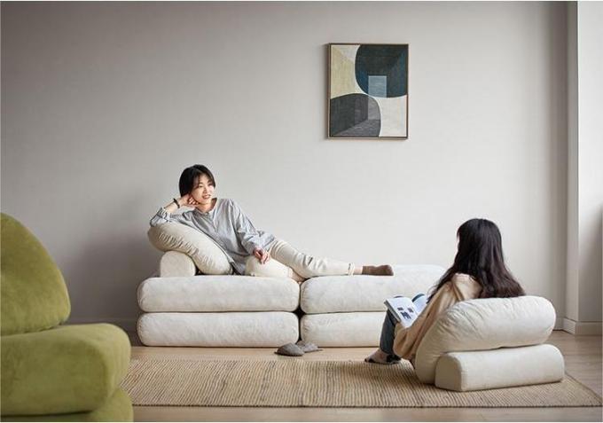 Leunende converteerbare sectioneel sofa bed sofa tatami met fluweelstof 10