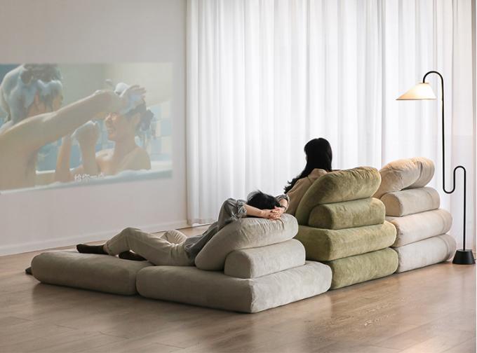 Leunende converteerbare sectioneel sofa bed sofa tatami met fluweelstof 11