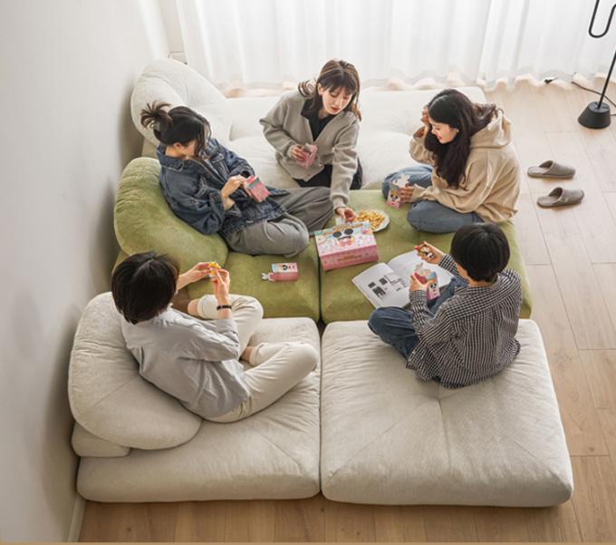 Leunende converteerbare sectioneel sofa bed sofa tatami met fluweelstof 12