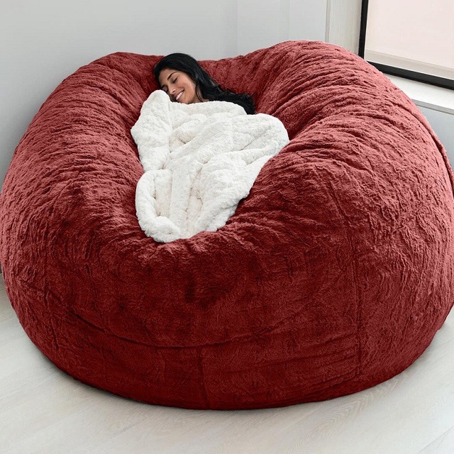 Buiten 7ft Giant Bean Bag Lounge Chair Soft Faux Fur Stof EPS vul 5