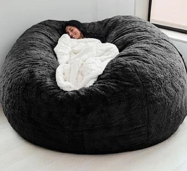 Buiten 7ft Giant Bean Bag Lounge Chair Soft Faux Fur Stof EPS vul 4