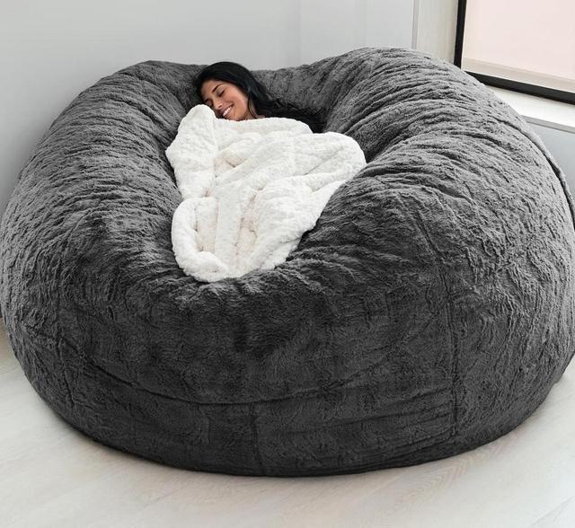 Buiten 7ft Giant Bean Bag Lounge Chair Soft Faux Fur Stof EPS vul 6