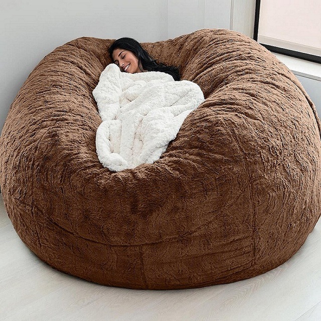 Buiten 7ft Giant Bean Bag Lounge Chair Soft Faux Fur Stof EPS vul 8