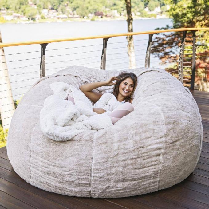 Buiten 7ft Giant Bean Bag Lounge Chair Soft Faux Fur Stof EPS vul 9