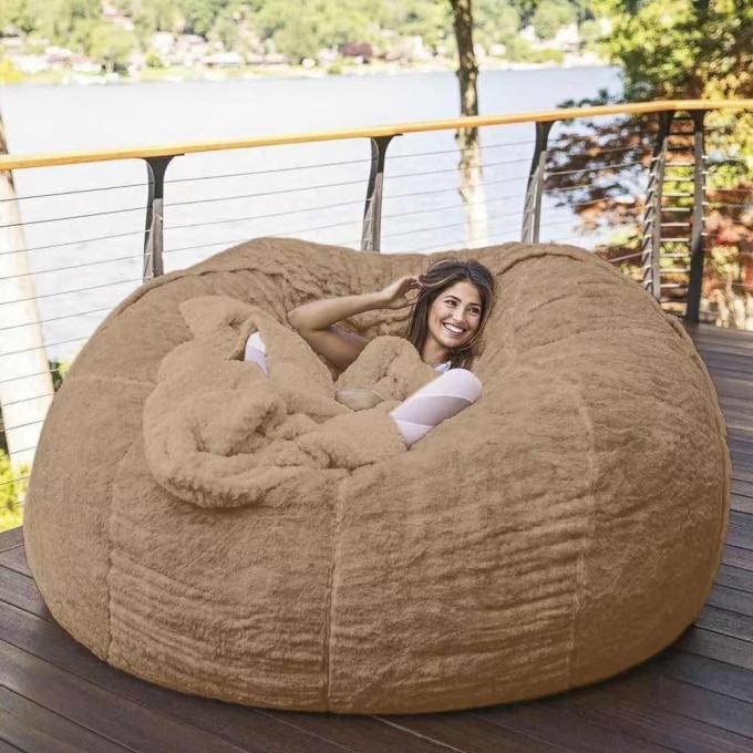 Buiten 7ft Giant Bean Bag Lounge Chair Soft Faux Fur Stof EPS vul 10