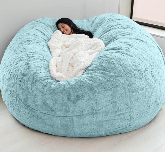 Buiten 7ft Giant Bean Bag Lounge Chair Soft Faux Fur Stof EPS vul 12