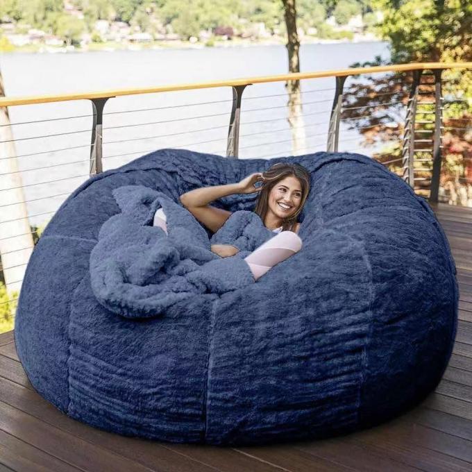 Buiten 7ft Giant Bean Bag Lounge Chair Soft Faux Fur Stof EPS vul 11