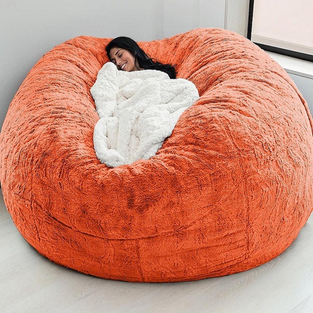 Buiten 7ft Giant Bean Bag Lounge Chair Soft Faux Fur Stof EPS vul 13