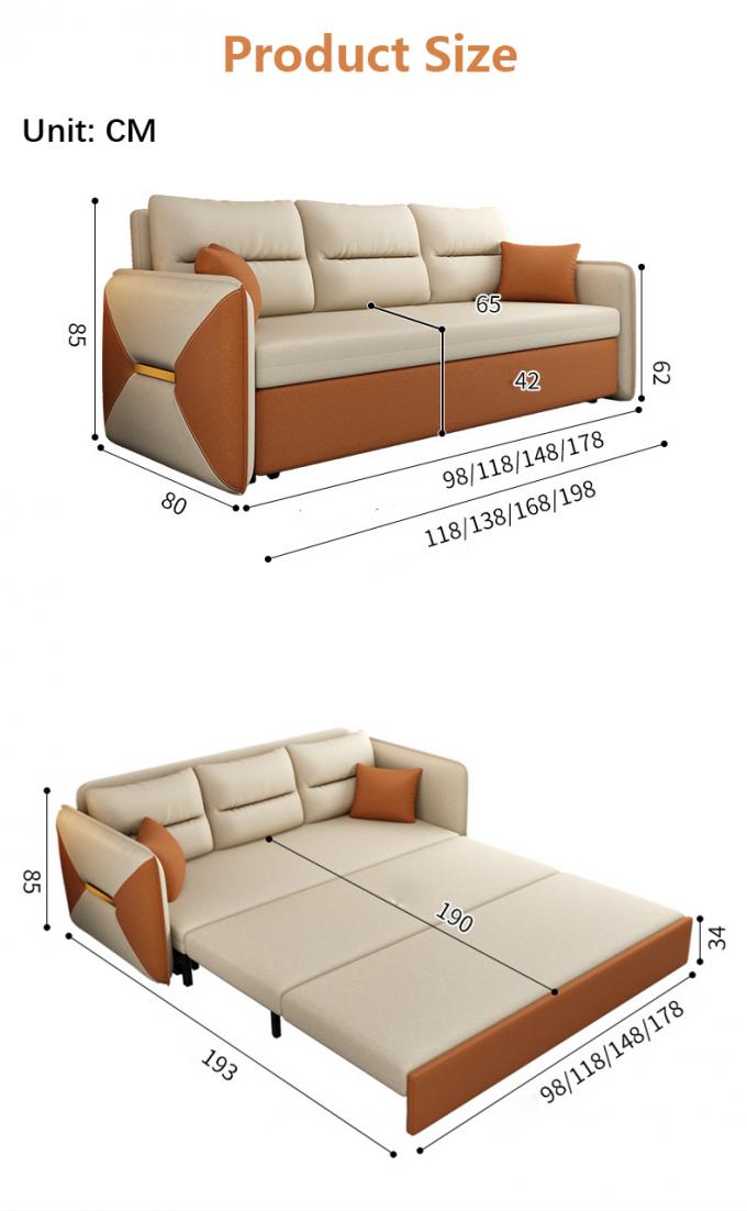 Woonkamermeubilair Convertible sofa Bed Loveseat Slaapstoel Stoffenbedekking 7