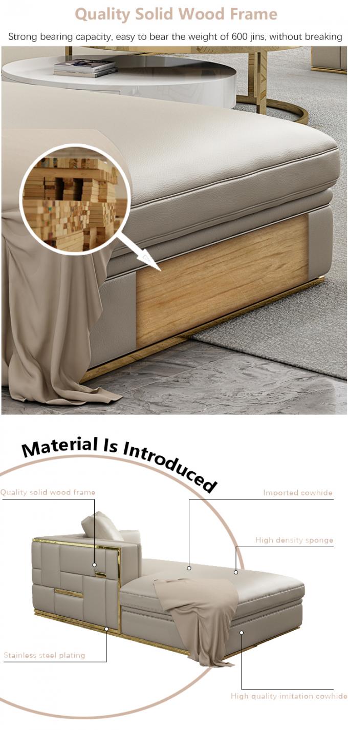 Sofa met 7 zitplaatsen van teakhouten massief hout Modulaire lounge met leer bekleding 7