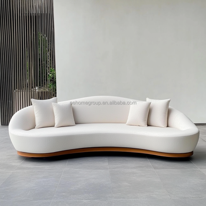 Italiaanse fluwelen bank stof vrijetijds gebogen bankstel modern uniek woonkamer bank voor moderne lounge 4