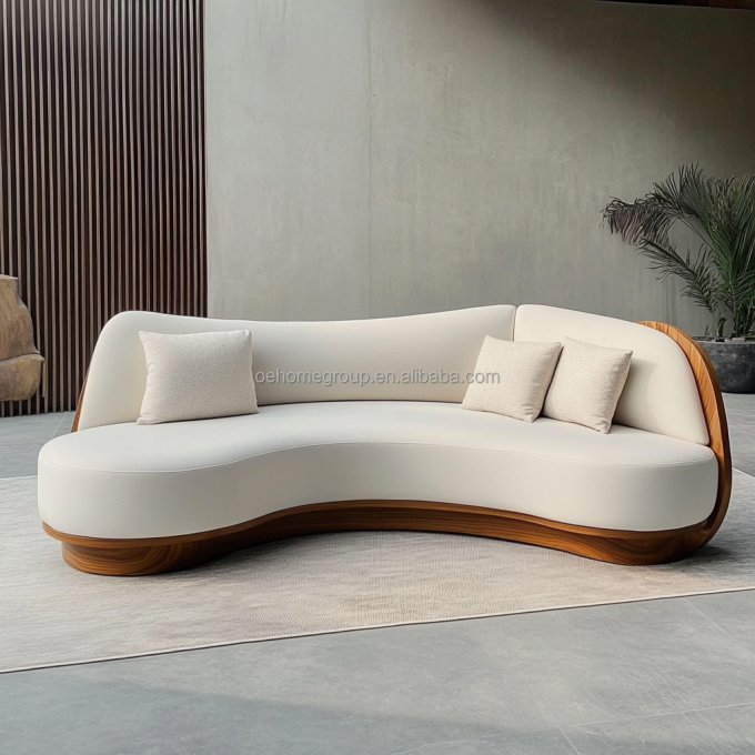 Italiaanse fluwelen bank stof vrijetijds gebogen bankstel modern uniek woonkamer bank voor moderne lounge 6