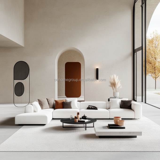 GEEN Opblaasbare Moderne Design Hoekbank Set Met Hoekstijl En Gebogen Modulaire Fluweel Stof 5