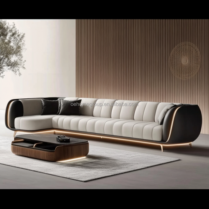 Moderne gepoleerde 2 3 zitplaatsen sofa licht luxe woonkamer lounge loveseat banken lederen bank set meubels 6