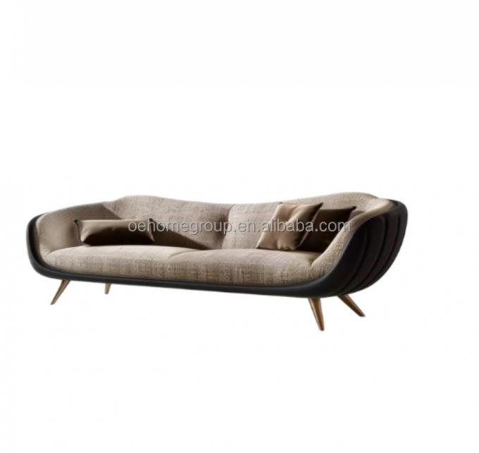 Moderne Sofaset 3-zits Zachte Baai Woonkamer Zithoek Bank Boucle Stof Wit Meubilair Vulling Materiaal SCHUIM 2
