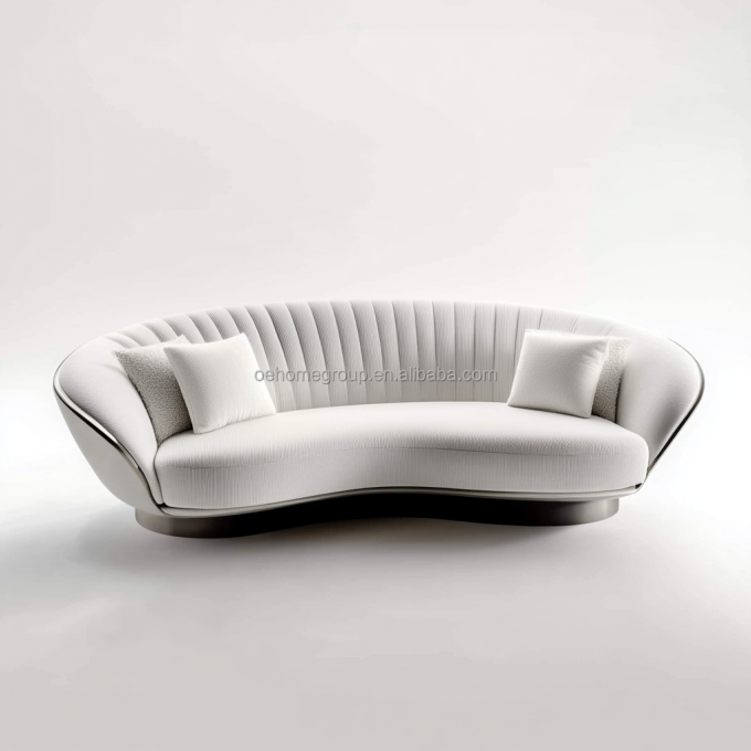 Modern Design Walnoothouten Basis 2 Leunend Luxe Gebogen Modulaire Sofa Voor Hotel Slaapkamer Meubilair En Interieurontwerp 1