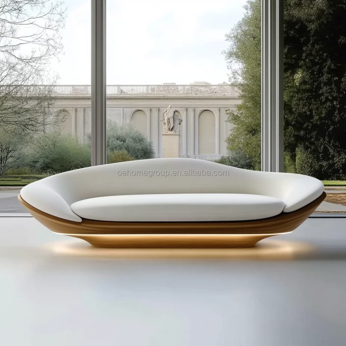 Modern Design Walnoothouten Basis 2 Leunend Luxe Gebogen Modulaire Sofa Voor Hotel Slaapkamer Meubilair En Interieurontwerp 2