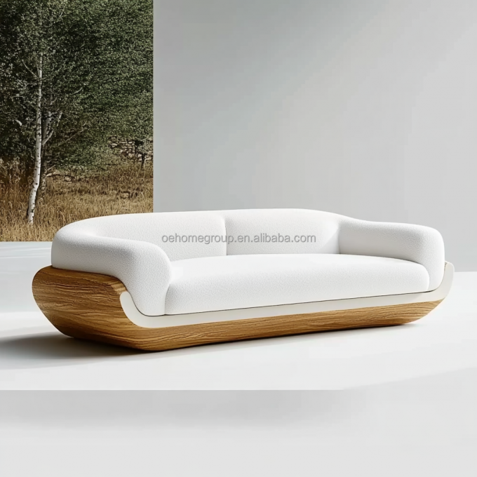 Modern Design Walnoothouten Basis 2 Leunend Luxe Gebogen Modulaire Sofa Voor Hotel Slaapkamer Meubilair En Interieurontwerp 3