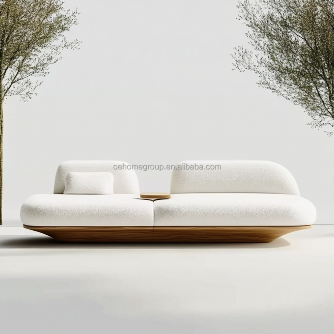 Modern Design Walnoothouten Basis 2 Leunend Luxe Gebogen Modulaire Sofa Voor Hotel Slaapkamer Meubilair En Interieurontwerp 5