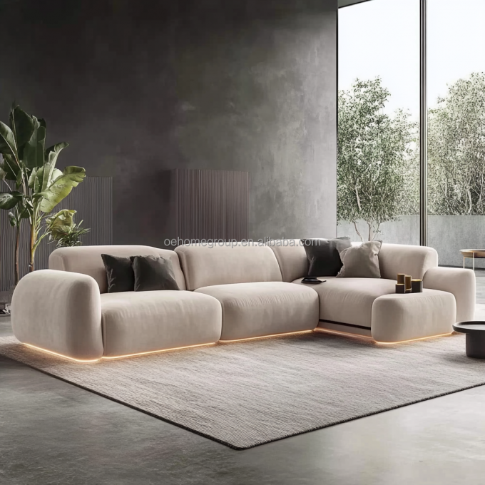 Gekrompen modulair bocle stof decoratie bank gezellige sectioneel vloer hoek bank meubels moderne woonkamer set 5