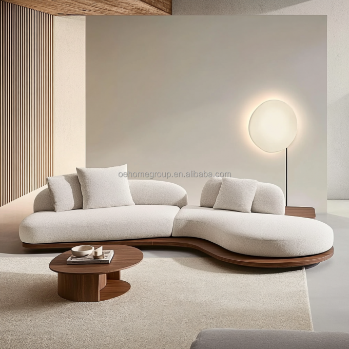 Japans Design Huis Walnootkleurige Sofaset met Houten Poten en No-Wash Tech Stof 1