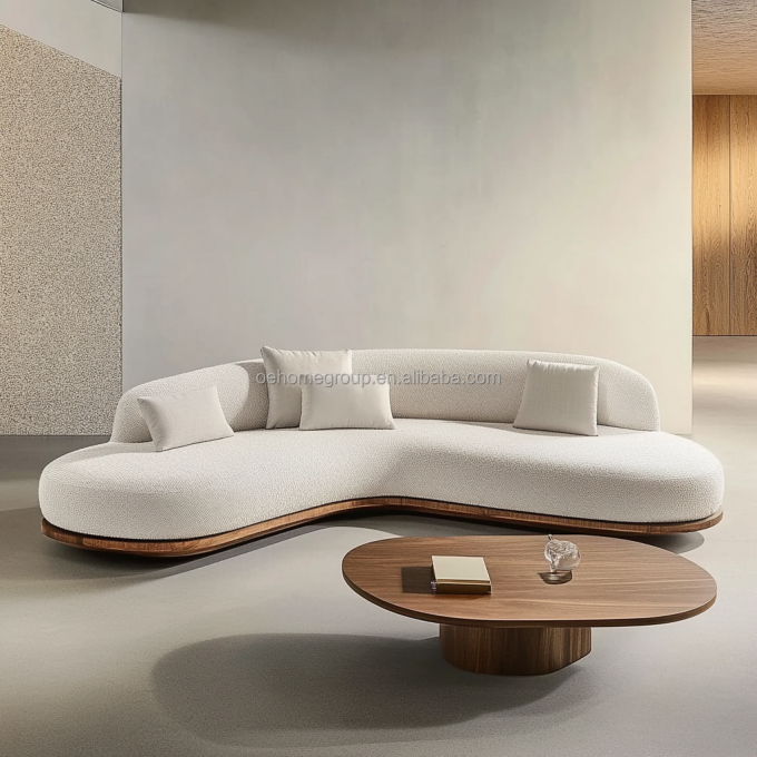 Japans Design Huis Walnootkleurige Sofaset met Houten Poten en No-Wash Tech Stof 2