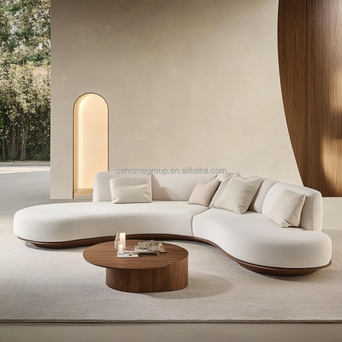 Japans Design Huis Walnootkleurige Sofaset met Houten Poten en No-Wash Tech Stof 6
