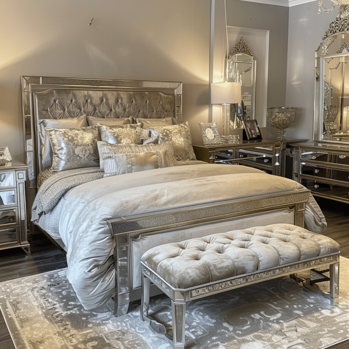 Slaapkamer Set Specifieke Spiegel Modern Stijl Queen Size Bed Meubels Met Hedendaags Design 0