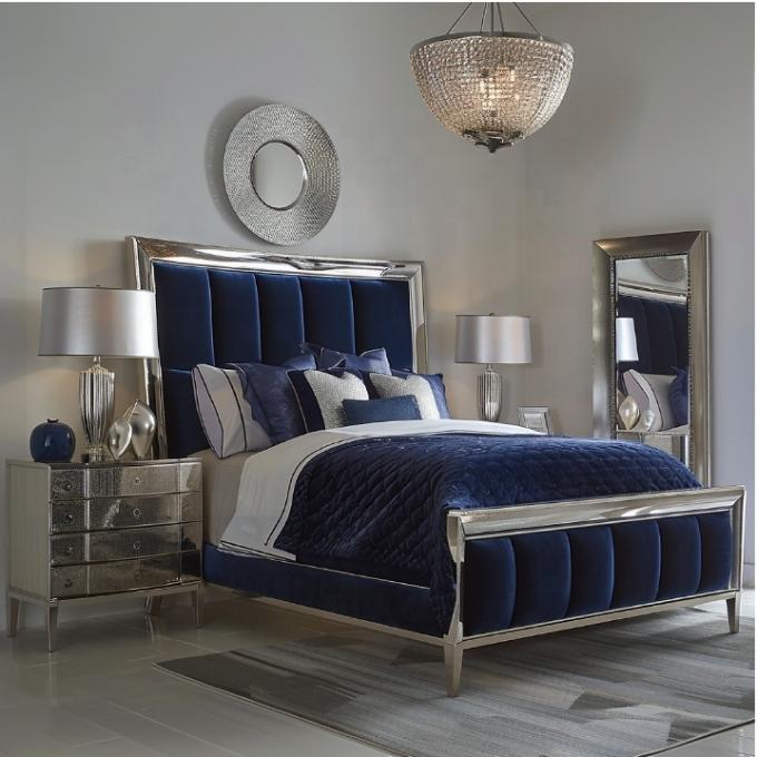 Elegant klassiek slaapkamermeubilair met king size spiegel kop en modern MDF materiaal 6