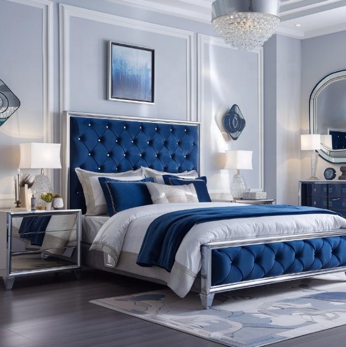 Elegant klassiek slaapkamermeubilair met king size spiegel kop en modern MDF materiaal 5
