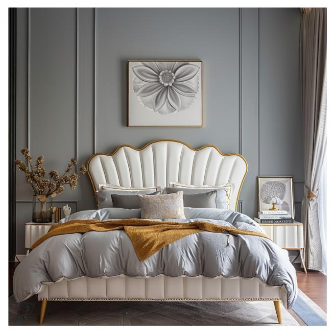 Hall Modern Lederen Meesterbed Tweepersoonsbed Massivhouten Berging Italiaans Lederen Bed Frame Voor Huis Hotel Appartement Meubelen 6