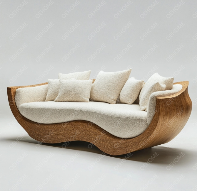 Gebogen Tuinmeubelen Woonkamer Houten Sofaset Met Modern Design En Aanpasbare Opties 2