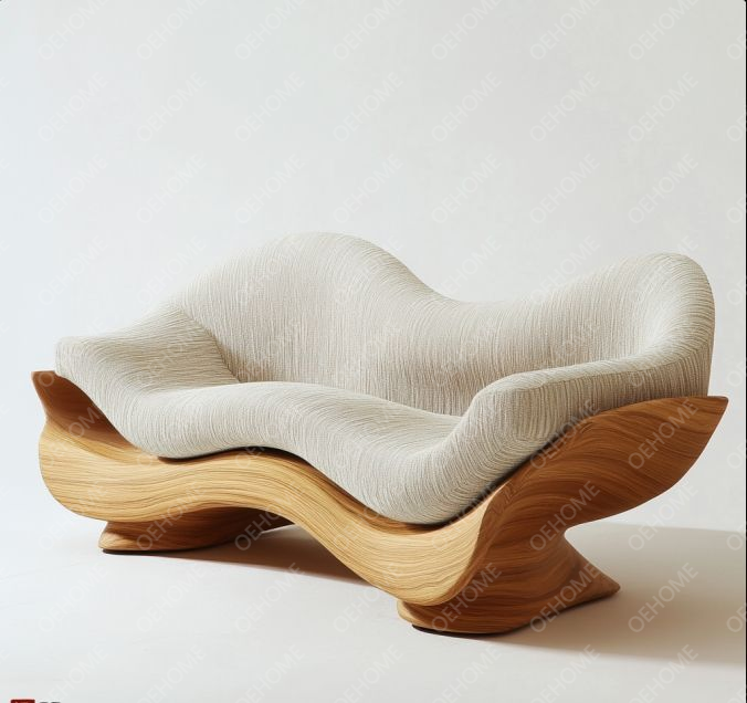 Gebogen Tuinmeubelen Woonkamer Houten Sofaset Met Modern Design En Aanpasbare Opties 3